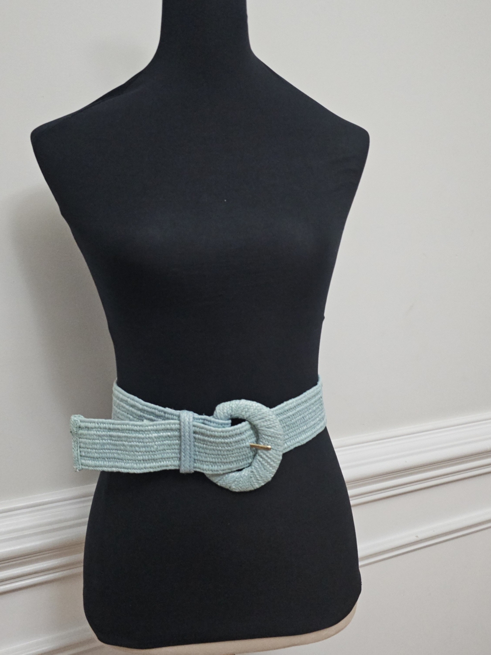 Light Mint /Teal Braided Round-Buckle Women's Belt Stretchy BOHO